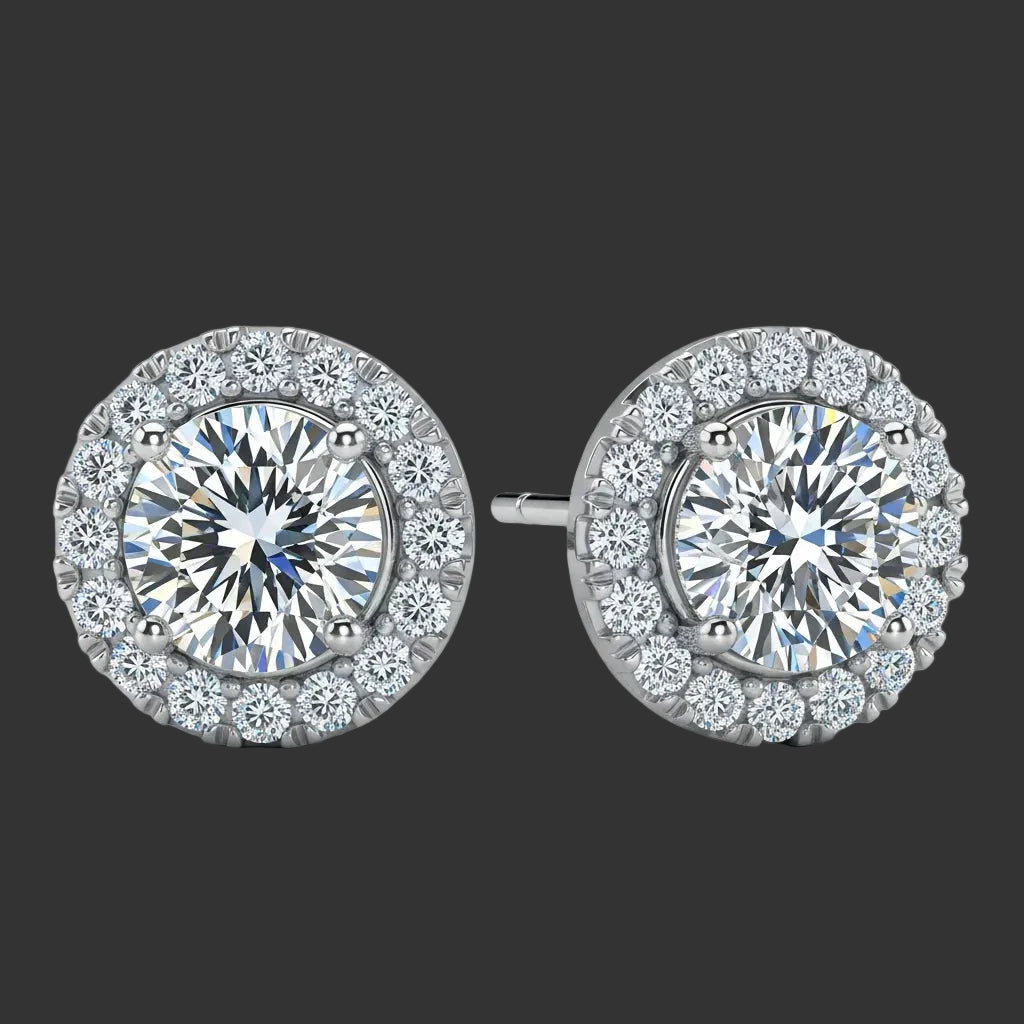 Halo Moissanite Earrings